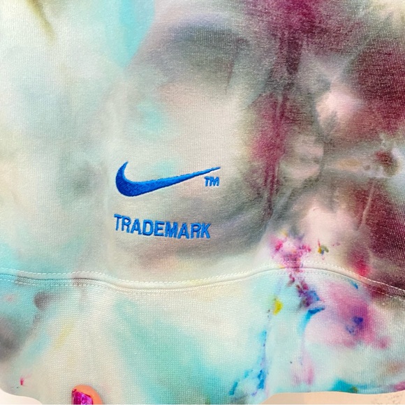 Nike Tie Dye Hoodie Sweatshirt Mens Size Large Unisex Pullover Hand Painted Blue - Picture 11 of 16